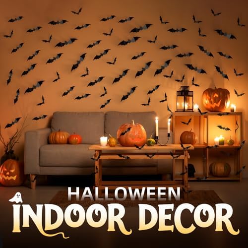CLEANGOR 140Pcs Bats Halloween Decor, Halloween Party Supplies Stickers