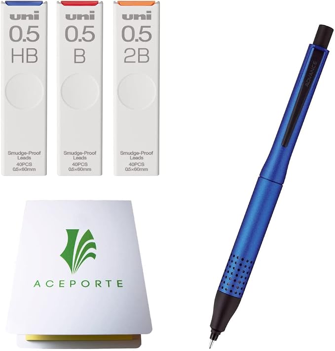 KURU TOGA Advance Upgrade Model 0.5mm Navy body + HB/B/2B Refills, Sticky Notes Value Set