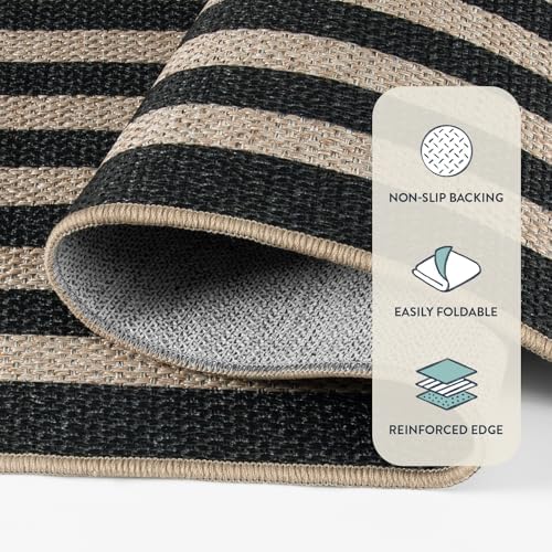 Lahome Modern 3x5 Outdoor Rug,Black Indoor Outdoor Front Porch Rug Non Slip