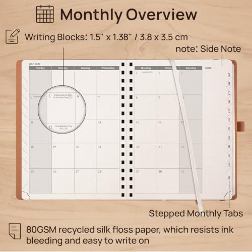 POPRUN 2027 Planner, 6.5''x8.5'' Recycled Paper Weekly and Monthly Calendar