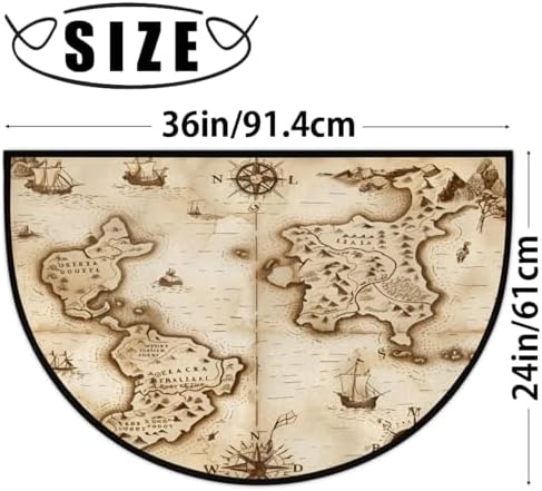 Retro Pirate Clip Art Half Round Door Mat Non Slip Washable Semi Circle Area Rug Absorbent Soft Half Moon Rug Floor Mat for Indoor Outdoor Kitchen Bathroom Patio Front Door Mat Decor,a-387