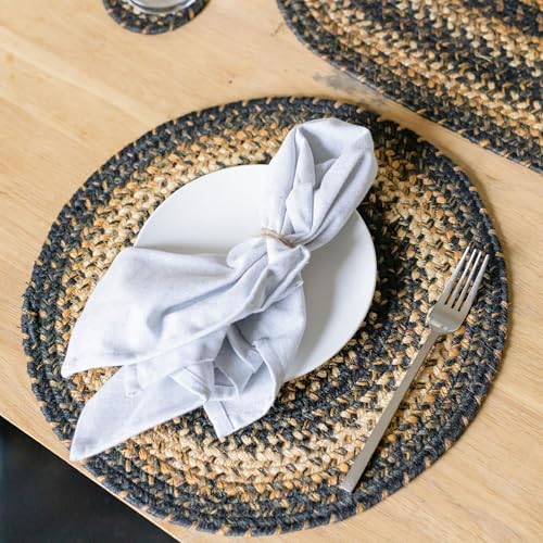 Homespice Kilimanjaro Jute Braided Placemats, Round 15" Set of 6