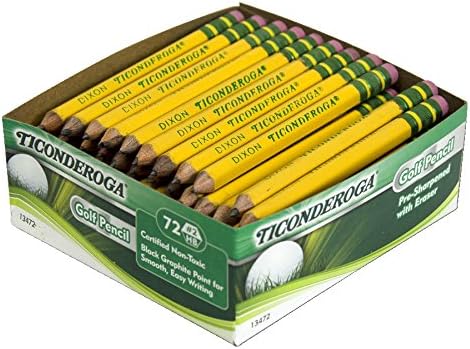 Ticonderoga Golf Pencils With Erasers, #2 HB Lead, Yellow, Pack Of 72