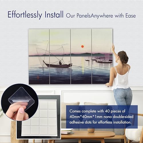 PINWELIFE® Masterpiece Acoustic Art Panels, 8-Pack 12"×16" Sound Absorbing Panels, Decorative Acoustic Wall Art, Noise and Echo Cancelling for Home Studio/Office, Nano Tape Included
