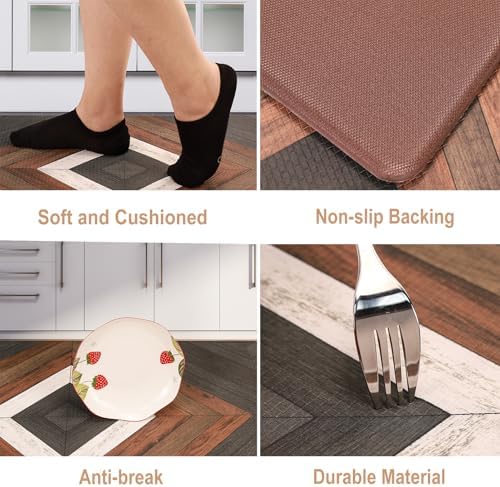 Western Aztec Kitchen Rugs Black Kitchen Mats for Floor Aztec Farmhouse Decor Comfort Standing Mat for Sink, Stove, Desk, Laundry, 17"x30"+17"x59"