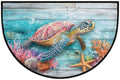 Ocean Wood Turtle Starfish Half Round Door Mat, Non-Slip Welcome Indoor Entrance Way Rug Semi Circle Front Doormats Washable Bathroom Kitchen Floor Mat, Outdoor Rugs for Garage, Patio, Hearth Rug