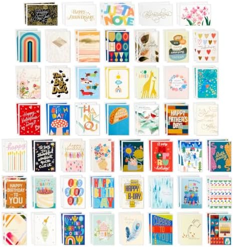 Hallmark Bulk All Occasion Cards, 100-Pack with Organizer (Black Stripes)