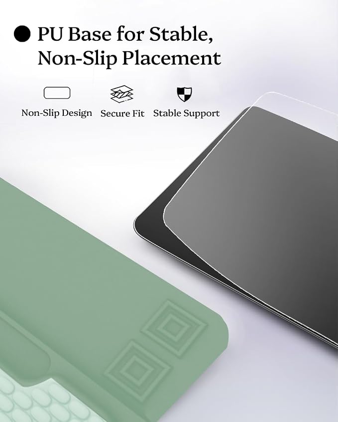 Wrist Rest for Computer Keyboard, 2 in 1 Keyboard Wrist Support Pad, Memory Foam Keyboard Riser Holder Lift Tray with Wrist Pad for Easy Typing for Office Desk, Home, School (Round Green)