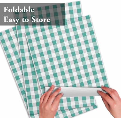 Rustic Green White Buffalo Check Plaid Pattern Placemat 1PC, Farmhouse Heat Resistant Washable Table Place Mats Cotton Table Linens Party Holiday Decor for Kitchen Dining Outdoor Indoor