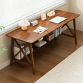 NELYE Extra Long Writing Desk with Bookshelf, 63" Wx24 Dx30 H, Walnut