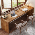 Tribesigns 78.7-Inch Extra Long Desk, Two Person Long Computer Desk, Double Writing Table for Home Office, Light Walnut Brown
