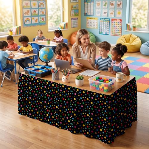 Teacher Desk Skirt for Classroom Ruffle Table Skirt Back to School