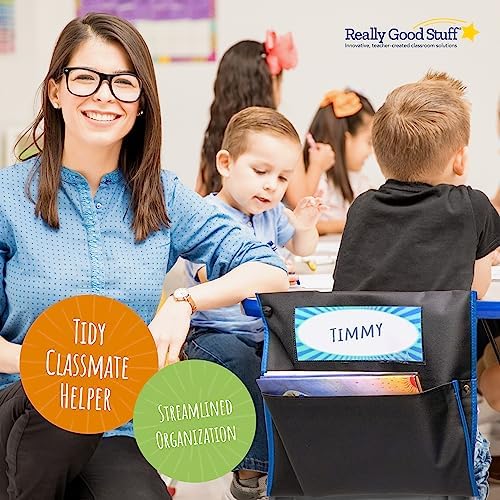 Really Good Stuff Store More Grouping Color Chair Pockets, 6-Pack, Black