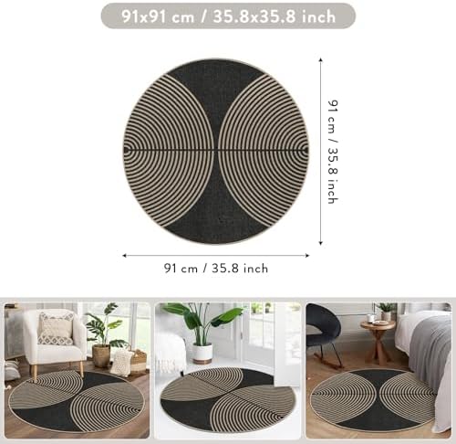 Lahome Rainbow Small Round Rug, 3ft Circular Indoor Outdoor Entryway Rug