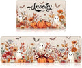 Halloween Kitchen Mats, Pumpkin Ghost Floral Kitchen Rugs