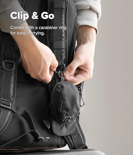 Ringke Mini Pouch Cap with Carabiner, Small Bag for Universal Wireless Ear Buds, Durable Waterproof Keychain Accessories Compatible with AirPods Pro 3rd Generation and AirPods 4 Case - Black