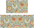 Colorful Floral Kitchen Rug for Floor 2 Piece Sets, Boho Floor Mat for Kitchen in Front of Sink for Standing for Kitchen Decor 17"X30"+17"X47"