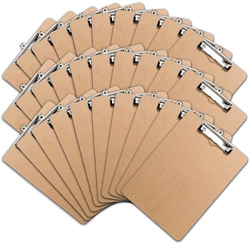 Clipboards (Set of 30) Hardboard Clipboard Low Profile Clip A4 Letter Size