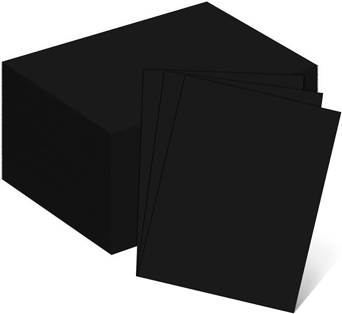 110lb 100 Sheets Black Cardstock Paper Heavyweight Construction Paper | Goefun 100 Sheets Halloween Thick Card Stock for Invitations, Menus, Scrapbook, DIY Cards