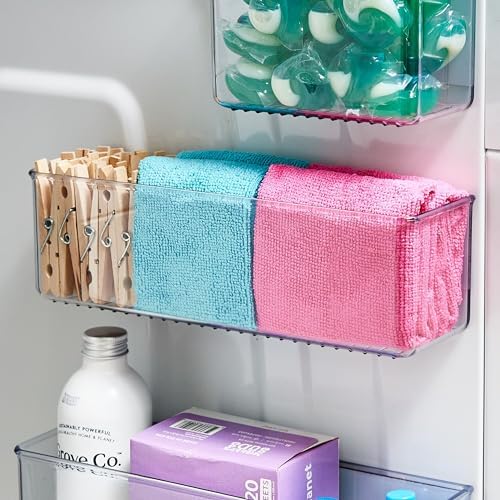 iDesign Magnetic Medium Clear Plastic Organizer Bins, 2-Pack