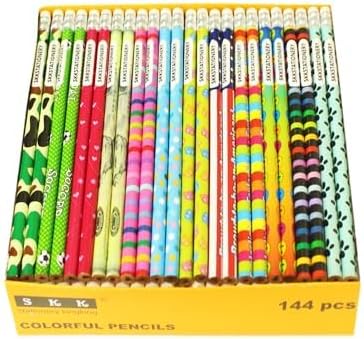 SKKSTATIONERY Assorted Colorful Wooden Pencils, 144 Count
