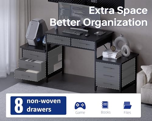 Pamray 63 Inch Computer Desk with 8 Drawers for Study Writing Work