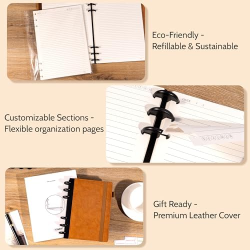 Yoment Refillable Journal Notebooks for Work, Journal for Women Men,Brown