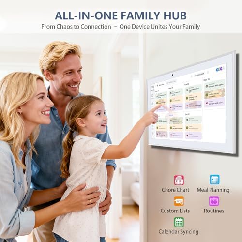 15.6 Inch Digital Calendar Wall Touch Screen Chore Chart, HD Electronic Smart Family Calendar Interactive Display Calendar and Cloud Photo, Gifts for Women Men Kids, Gifts for Mom Dad