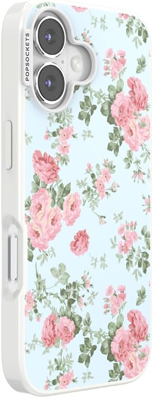 PopSockets iPhone 17 Phone Case with MagSafe- Cottage Tutu Blue | Magnetic, Wireless Charging, Camera & Drop Protection, Light Blue, Baby, Flower, Floral