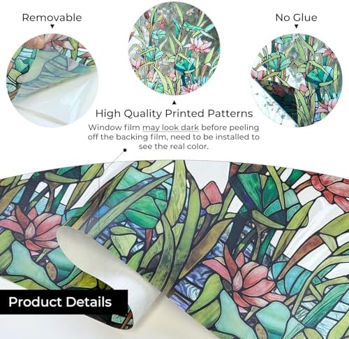 ADD.HERES Stained Glass Window Film, Window Film Decorative, 17.5 x 39.37in