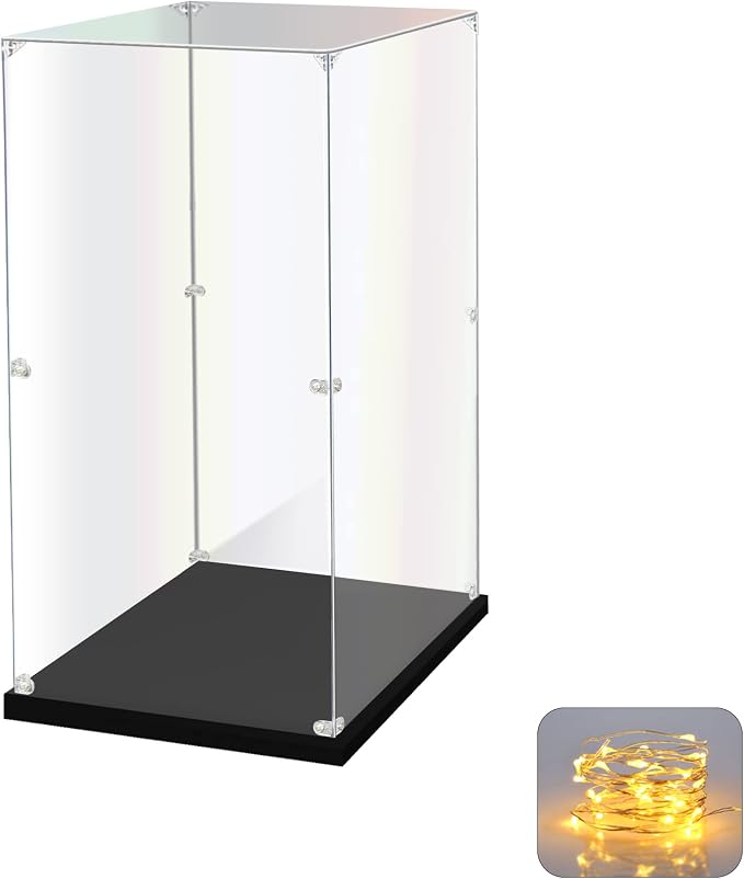 KOLIPI Acrylic Display Case for Collectibles Assemble Clear Acrylic Display Box for Lego Alternative Glass Case for Showcasing Figures Doll Toys Home Storage(10x10x15.7 inch, 25x25x40 cm) | Plexiglass Box for Lego Figures Dolls Models, Dustproof Protec...