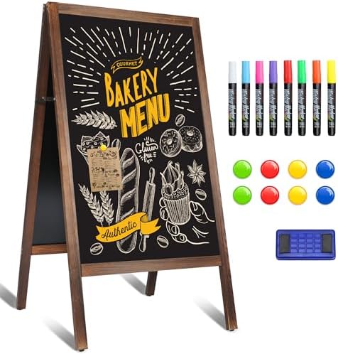 A Frame Chalkboard Sign, 40" x 20" Extra Large Wooden A-Frame Sign Board