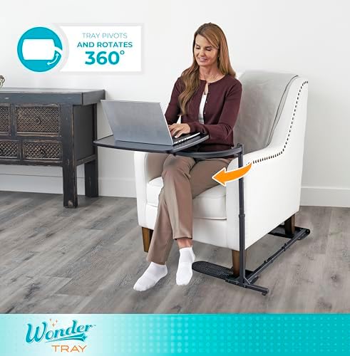 Stander Wonder Tray, Adjustable Swivel Table, Large Laptop Stand, Couch Desk, Side Tables & Gaming Bench, TV-Trays for Eating on Couches, Chairs, Recliners, Black
