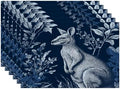 Batmerry Cute Kangaroo Placemats, Navy Blue with Plants Washable Linen Table Mats for Kitchen Table Double Insulation Decor Dining Set Indoor Outdoor 12X18 in Set of 6