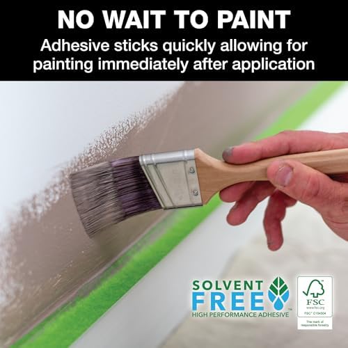 FrogTape Multi-Surface Painter's Tape with PAINTBLOCK, 2 in Wide (1.41 in x 60 yd), Quick Stick Medium Adhesion, Premium Green Painters Tape Removes Clean, 4 Rolls (240660)