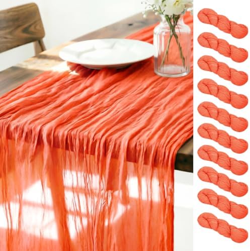 Orange Cheesecloth Table Runner Fall Boho Wedding Birthday Home Decor