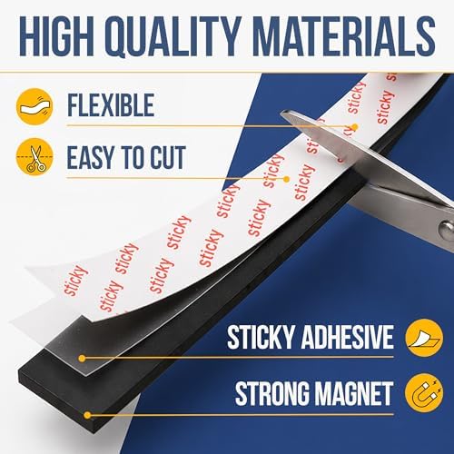 Kraftex Magnetic Tape: 3.5ft x 1/2" Magnetic Strips with Adhesive Backing. Sticky, Flat Magnets for Crafts, Magnet Labels & Stickers. Magnets with Adhesive Backing Great for Home, School and Office