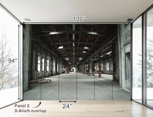 Wall Mural Peel and Stick Empty Abandoned Large Wallpaper Self Adhesive Contact Paper Removable 3D Wall Sticker for Living Room Bedroom 94"x132"