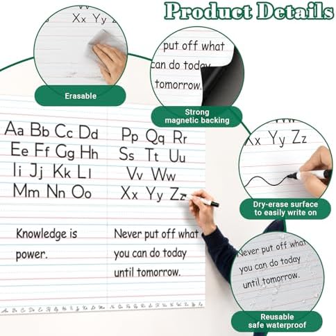 Giant Magnetic Handwriting Paper 24 x 28 in, Large Magnetic Lined Paper for Whiteboard, Dry Erase Reusable Magnetic Notebook Paper for Classroom, Teacher Supplies, Homeschool & Writing Practice