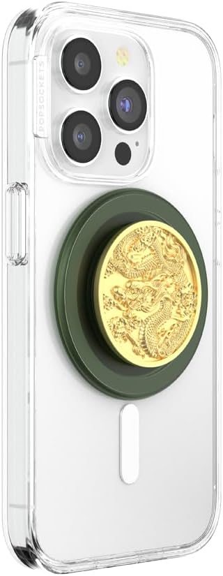 PopSockets Phone Grip for MagSafe, Magnetic Holder- Enamel Dragon | Removable, For Kindle / Android / iPhone, With Magnet, Enamel, Designs, iPad, Removable, Popper