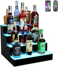 MESAlLUP Acrylic 16 Inch 4 Tier LED Liquor Bottle Display Shelf, Lighted Bar Shelves with APP or Remote Control, Mulit Color Lighting for Home Mini Bars Decor, Restaurants & Party Use