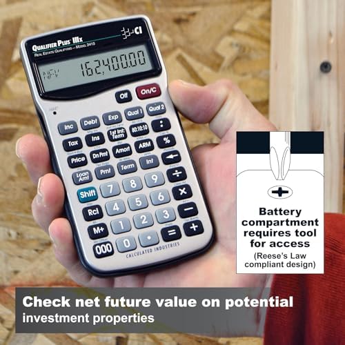 Calculated Industries 3415 Qualifier Plus IIIx Advanced Real Estate Mortgage Finance Calculator | Simple Operation | Buyer Pre-Qualifying | Solves Payments, Amortization, ARMs, Combos, FHA, VA, More