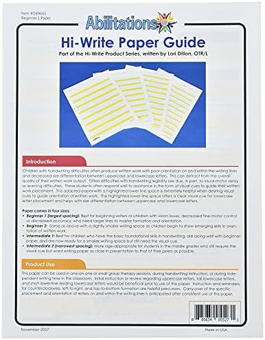 Abilitations 089661 Hi-Write Beginner Paper, Level 1, Pack of 100, Yellow/White