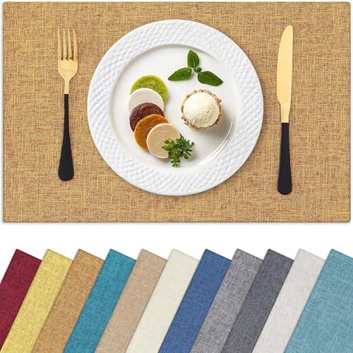 Homaxy Cloths Placemats for Dining Table Set of 6, 13" x 19", Amber