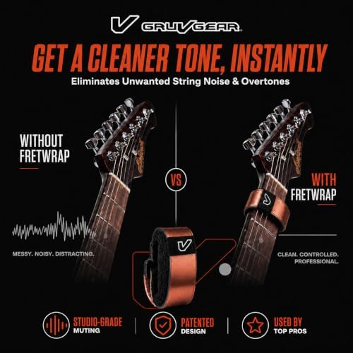 Gruv Gear Fret Wrap & Guitar Mute, Fretwrap for Acoustic, Electric & Bass | String Dampener Recording, Tapping & Practice Accessory (1 Pack, Small Bronze, Fits 4 String Bass, 6 String Guitar)