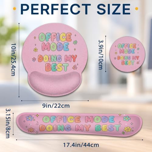 3 Piece Wrist Rest Mouse Pad Set with Keyboard Support Office Humor Quote