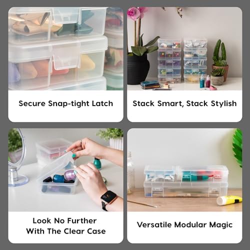 IRIS USA Clear Cases |Made in USA| Plastic Box Organizers (10-Pack)- Small