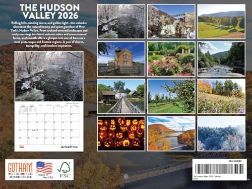 Hudson Valley Calendar 2026 Wall 12 Month Monthly NY Scenic Souvenirs New Yorker Themed Gifts | American Made In The USA