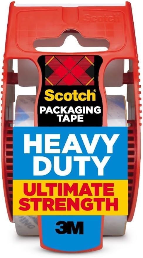 Scotch Heavy Duty Shipping Packaging Tape, 1 Roll with Dispenser, 1.88" x 22.2 Yards, 1.5" Core, Great for Packing, Shipping & Moving, Clear (142) (Pack of 5)