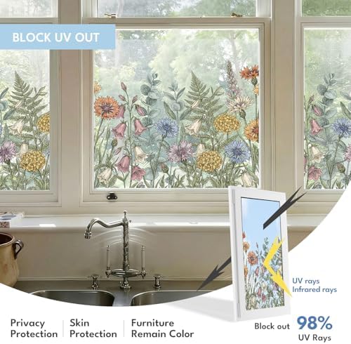 ADD.HERES Stained Glass Window Film, Window Film Decorative, 17.5 x 78.7 in